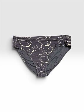 DownEast Black Swim Brief with Cream Outline Floral Print